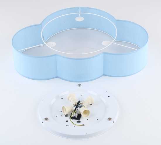 Plafoniera per cameretta bambino nuvola di tessuto celeste 63 cm moderna