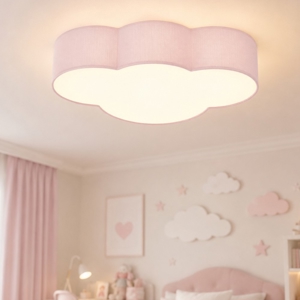 Plafoniera per camerette bambina nuvola di tessuto rosa 63 cm