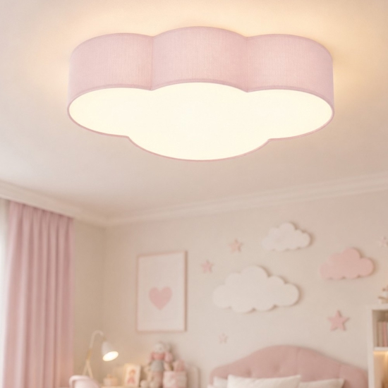 Plafoniera per camerette bambina nuvola di tessuto rosa 63 cm