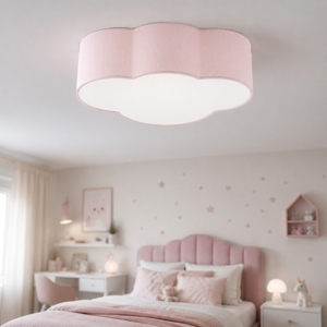 Plafoniera per camerette bambina nuvola di tessuto rosa 43 cm