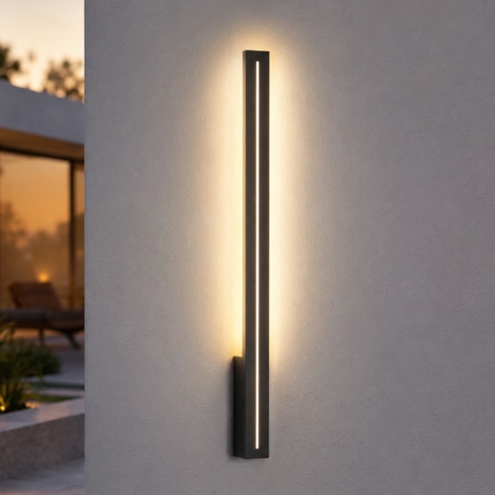 Applique da esterno verticale di design moderna grigio ip65 led 12w 3000k
