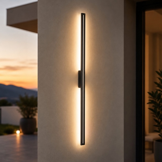 Applique per esterno design moderno grigio lungo 121 cm ip65 led 30w 3000k