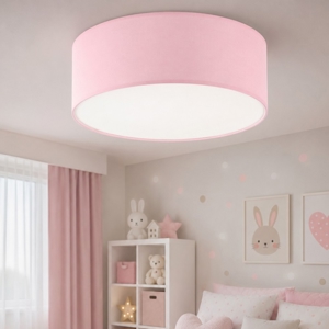 Plafoniera rosa per cameretta bambina cilindro di tessuto