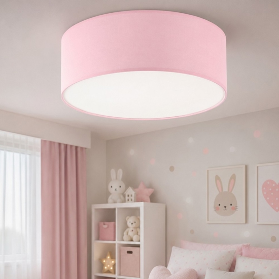 Plafoniera rosa per cameretta bambina cilindro di tessuto