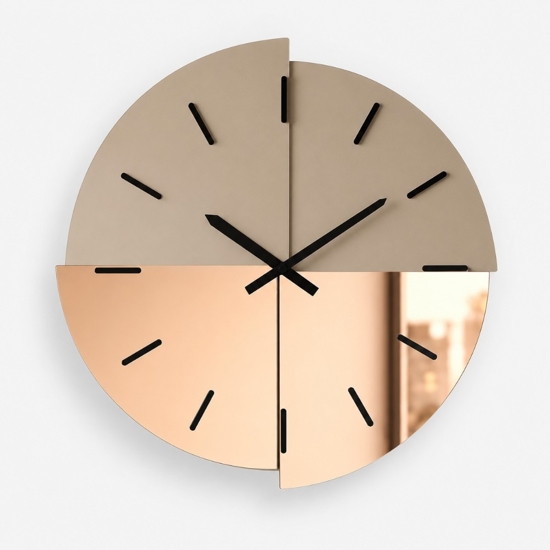 Orologio da parete 60 cm specchio bronzo e rosa design moderno