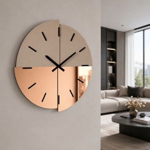 Orologio da parete 80 cm design moderno specchio bronzo satinato oro rosa