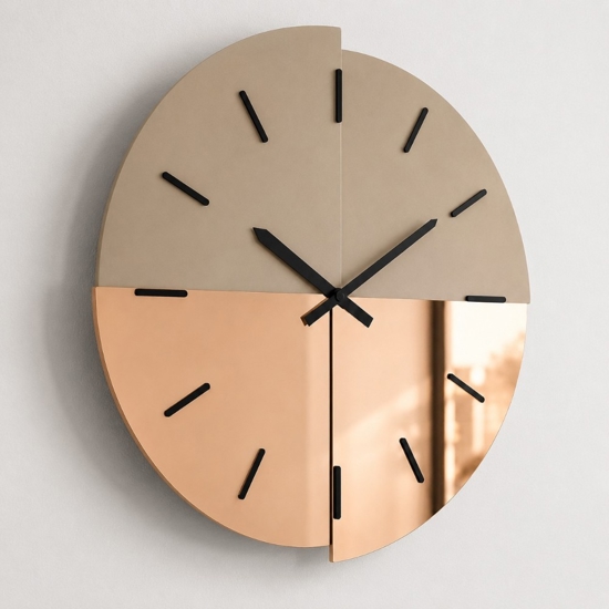 Orologio da parete 80 cm design moderno specchio bronzo satinato oro rosa