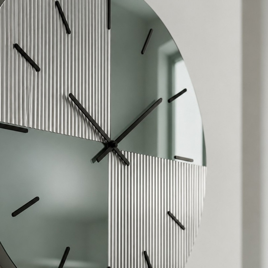 Orologio da parete 60 cm specchio cannettato e verde design moderno per salone