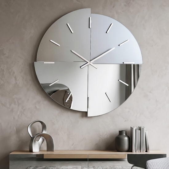 Grande orologio da parete 100 cm specchio fume lucido e satinato design moderno