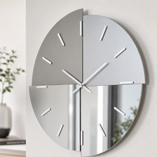 Grande orologio da parete 100 cm specchio fume lucido e satinato design moderno