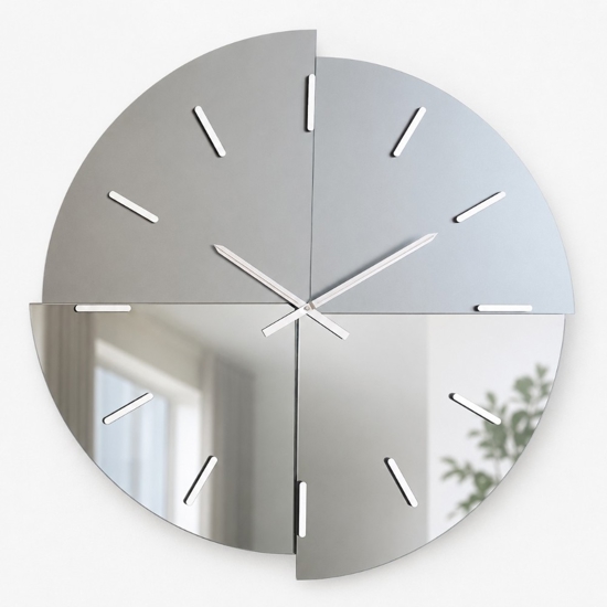 Orologio da parete 60 cm specchio fume lucido e satinato design moderno