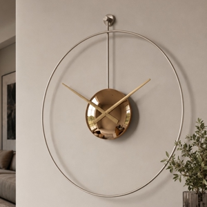 Grande orologio a parete design minimalista effetto specchio bronzo