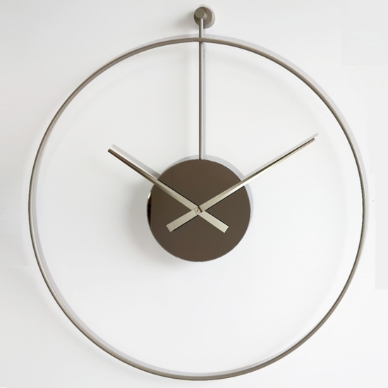 Orologio moderno da parete tortora rotondo effetto specchio bronzo 60cm