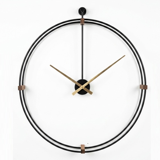 Orologio rotondo da parete nero design minimal 60cm