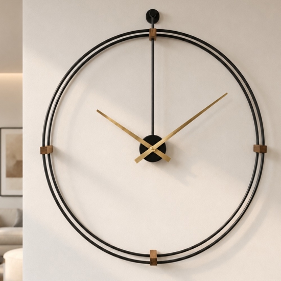 Orologio rotondo da parete nero design minimal 60cm