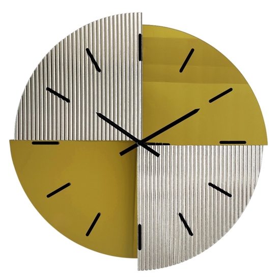 Orologio da parete grande 100 cm specchio cannettato e oro design moderno