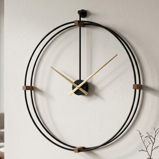 Grande orologio da parete nero moderno rotondo 100cm