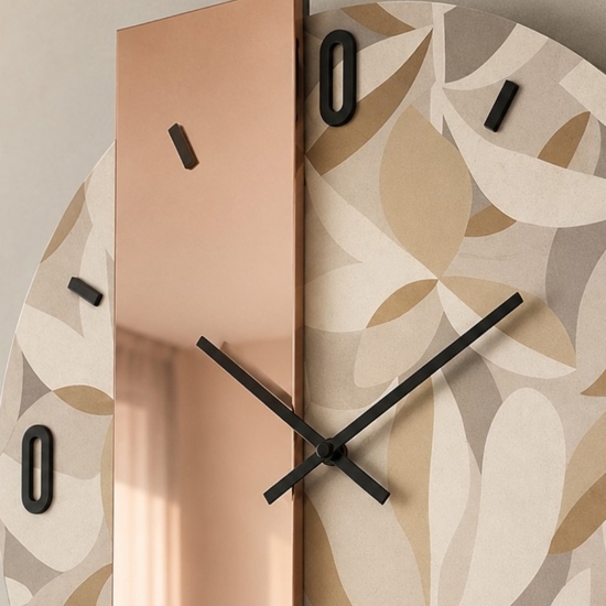 Orologio da parete 80 cm rotondo specchio rosa carta da pareti ficus moderno per soggiorno