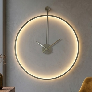 Orologio rotondo da parete tortora moderno retroilluminato 60cm