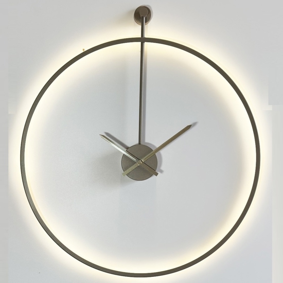 Grande orologio rotondo da parete retroilluminato tortora 80cm