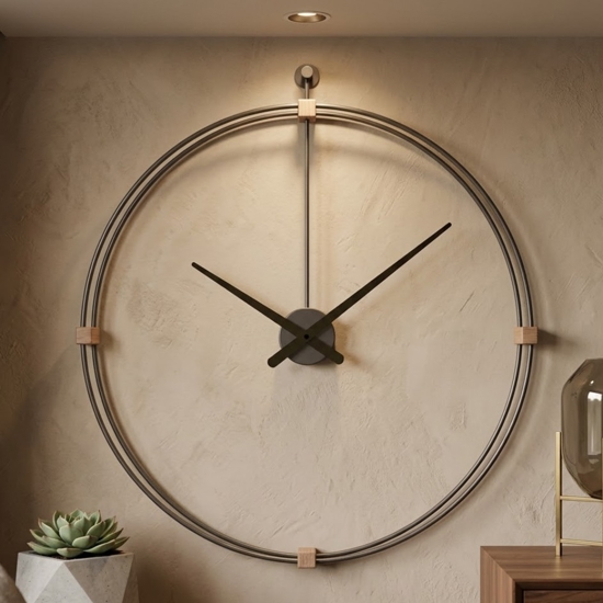 Grande orologio rotondo da parete tortora design moderno 100cm