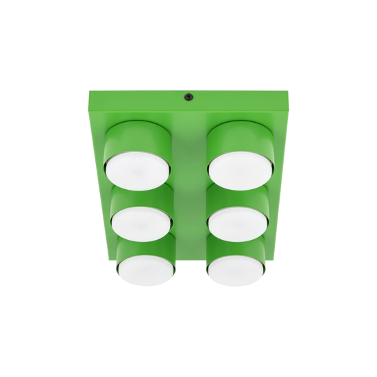 Plafoniera mattoncino verde 6 luci per cameretta bambino moderna