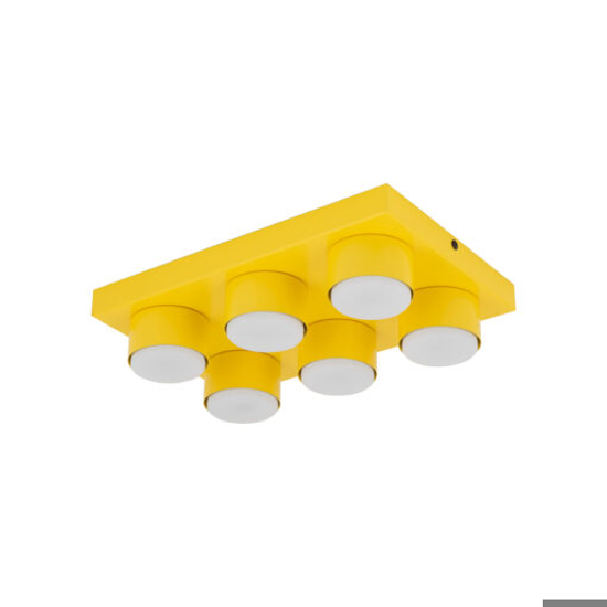 Plafoniera per cameretta bambini mattoncino giallo 6 luci moderna