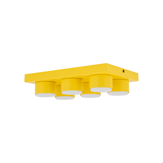 Plafoniera per cameretta bambini mattoncino giallo 6 luci moderna