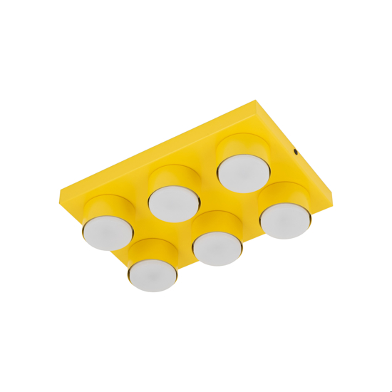 Plafoniera per cameretta bambini mattoncino giallo 6 luci moderna