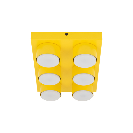 Plafoniera per cameretta bambini mattoncino giallo 6 luci moderna
