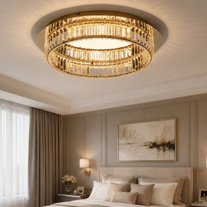 Plafoniera per camera da letto in cristallo e oro 42cm led 3500k dimmerabile 50 cm