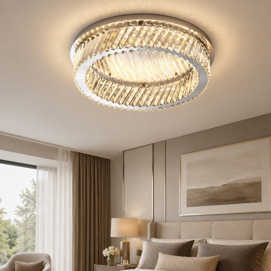 Plafoniera anello di cristallo per camera da letto led 40w 3000k