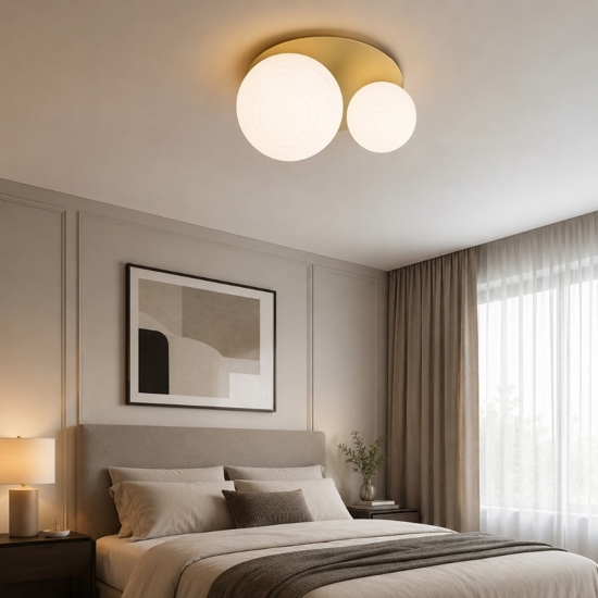 Ondaluce pl tondo oro plafoniera vetri bianco per camera da letto