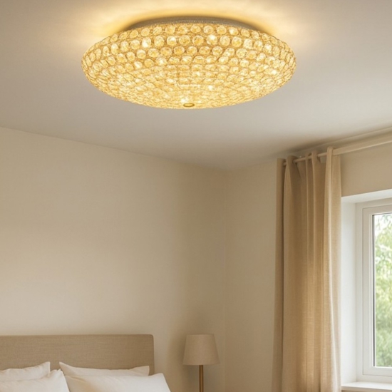 King pl9 plafoniera per camera da letto 53cm cristallo oro ideal lux