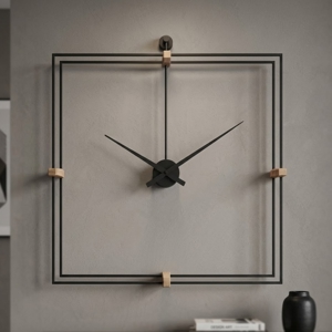 Orologio quadrato moderno nero design minimal 80x80