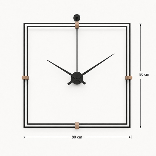 Orologio quadrato moderno nero design minimal 80x80