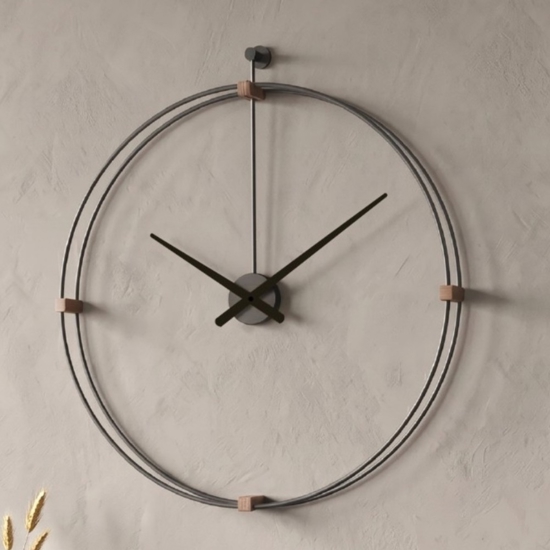 Grande orologio rotondo da parete tortora design moderno 100cm