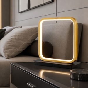 Lampada da comodino quadrata design moderna nero oro per camera da letto