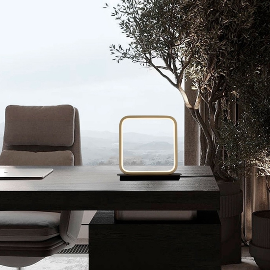 Lampada da comodino quadrata design moderna nero oro per camera da letto