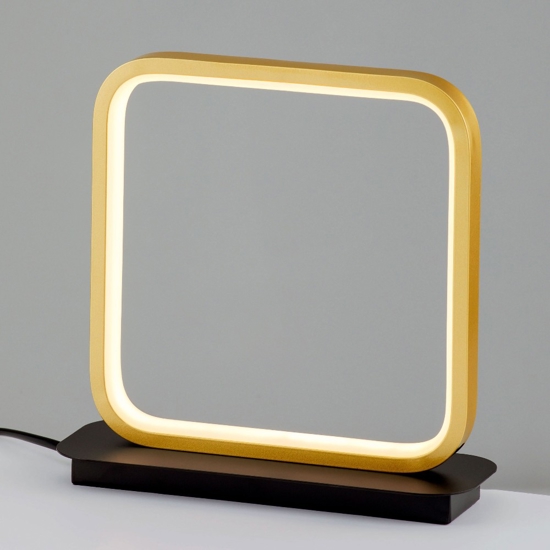 Lampada da comodino quadrata design moderna nero oro per camera da letto