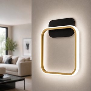 Applique da parete nero oro design moderno quadrato led 13w 3000k