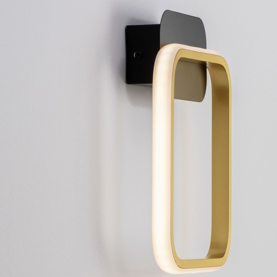 Applique da parete nero oro design moderno quadrato led 13w 3000k