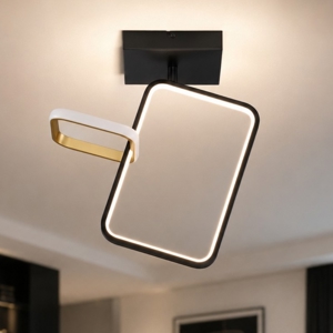 Plafoniera quadrati design moderna nero oro led 30w 3200k dimmerabile
