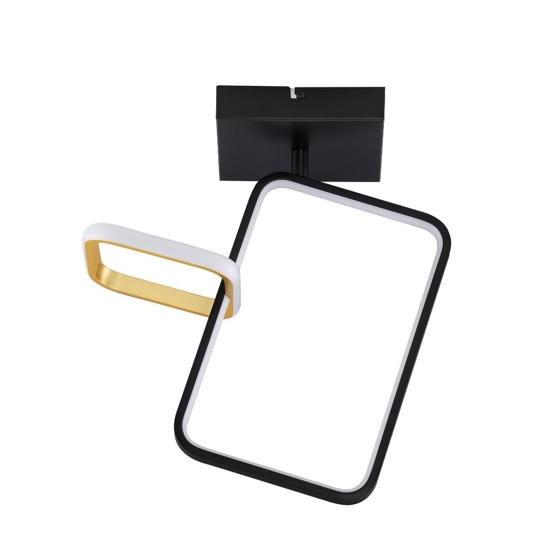 Plafoniera quadrati design moderna nero oro led 30w 3200k dimmerabile