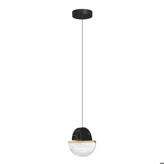 Lampada a sospensione marmo nero vetro effetto nuvola orientabile metallo oro per comodino
