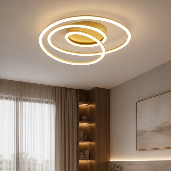 Plafoniera per camera da letto oro spira perenz led 3000k
