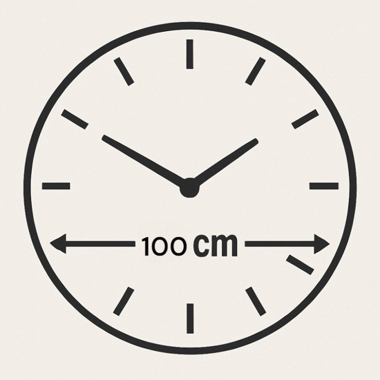 Grande orologio rotondo a parete carta da parati nives blu e effetto specchio 100cm