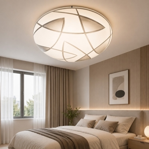 Plafoniera per camera da letto tonda vetro 40 cm decorato bianco fish perenz