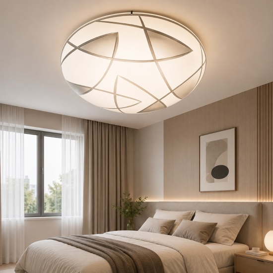 Plafoniera per camera da letto tonda vetro 40 cm decorato bianco fish perenz