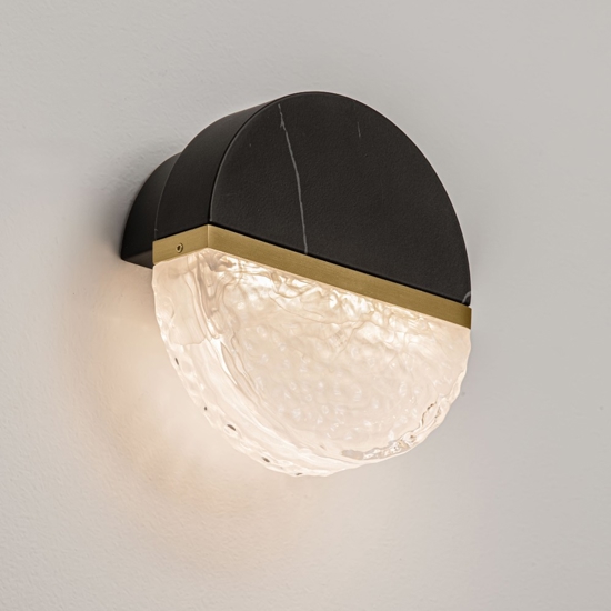 Applique da parete marmo nero e vetro dettagli in oro contemporaneo